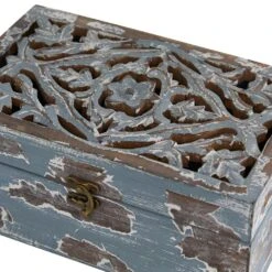 Maple And Jade Country Cottage Wood Box In Brown And Blue Gray (Set Of 3) -Home Decoration Series 60039088 5