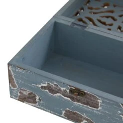 Maple And Jade Country Cottage Wood Box In Brown And Blue Gray (Set Of 3) -Home Decoration Series 60039088 6
