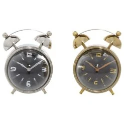 Maple And Jade 5.75" Contemporary Table Clock In Silver And Gold (Set Of 2) -Home Decoration Series 60039336 5