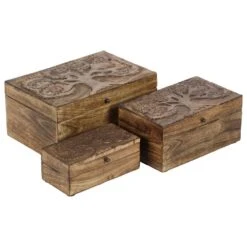 Maple And Jade Rustic Box In Natural Brown (Set Of 3) -Home Decoration Series 60039872 11