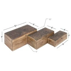 Maple And Jade Rustic Box In Natural Brown (Set Of 3) -Home Decoration Series 60039872 13