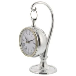 Maple And Jade 11" X 5" Table Clock In Silver