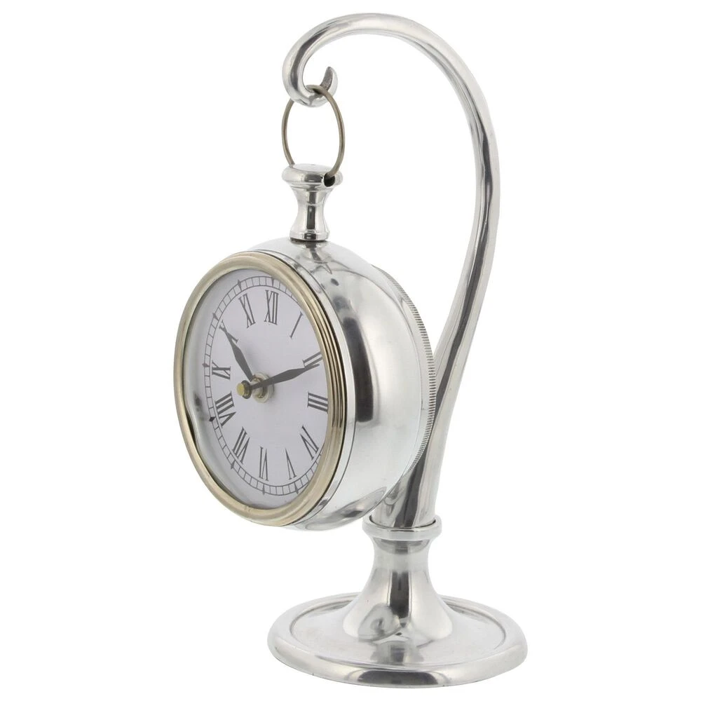Maple And Jade 11" X 5" Table Clock In Silver 3 Maple And Jade 11" X 5" Table Clock In Silver