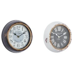 Maple And Jade 10" Wall Clock In White And Brown (Set Of 2)