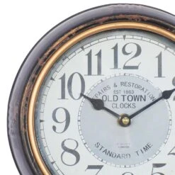 Maple And Jade 10" Wall Clock In White And Brown (Set Of 2) -Home Decoration Series 60231727 3