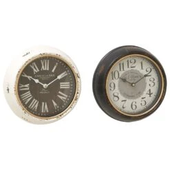 Maple And Jade 10" Wall Clock In White And Brown (Set Of 2) -Home Decoration Series 60231727 5