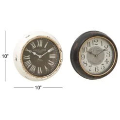 Maple And Jade 10" Wall Clock In White And Brown (Set Of 2) -Home Decoration Series 60231727 7