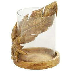 Maple And Jade 7.5" Feather Candle Holder In Gold -Home Decoration Series 60231909 6