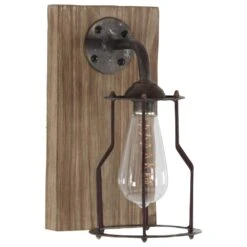 Maple And Jade 6" X 11" Wall Sconce In Rustic Brown -Home Decoration Series 60232659 6