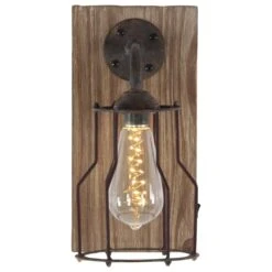 Maple And Jade 6" X 11" Wall Sconce In Rustic Brown -Home Decoration Series 60232659 7