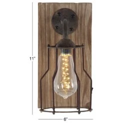 Maple And Jade 6" X 11" Wall Sconce In Rustic Brown -Home Decoration Series 60232659 9