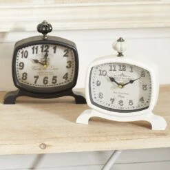 Maple And Jade Table Clock In Black And White Matte (Set Of 2) -Home Decoration Series 60232766 2