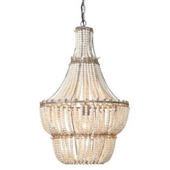 Splendor Living Blanca Chandelier In White Washed/Antique Grey -Home Decoration Series 60280369 5