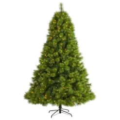Nearly Natural, Inc. Nearly Natural Inc 8' Green Scotch Pine Artificial Christmas Tree With White LED Lights