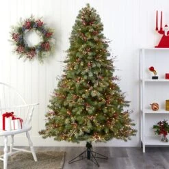 Nearly Natural, Inc. Nearly Natural Inc 6.5' Lightly Frosted Big Sky Spruce Artificial Christmas Tree With White LED Lights