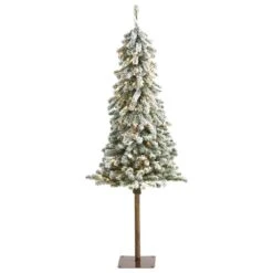 Nearly Natural, Inc. Nearly Natural Inc 5' Flocked Alpine Christmas Artificial Tree With Lights