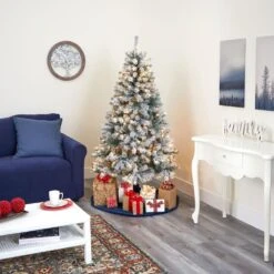 Nearly Natural, Inc. Nearly Natural Inc 6' Flocked Rock Springs Spruce Artificial Christmas Tree With White LED Lights -Home Decoration Series 60328762 5