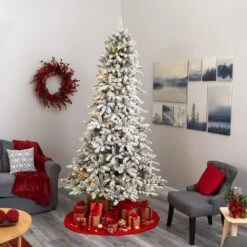 Nearly Natural, Inc. Nearly Natural Inc 9' Flocked Livingston Fir Artificial Christmas Tree With 650 Warm White LED Lights -Home Decoration Series 60330958 5