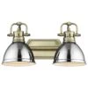 Golden Lighting Duncan 2-Light Bath Vanity In Aged Brass/Chrome -Home Decoration Series 60736428 1