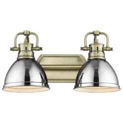 Golden Lighting Duncan 2-Light Bath Vanity In Aged Brass/Chrome