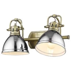 Golden Lighting Duncan 2-Light Bath Vanity In Aged Brass/Chrome -Home Decoration Series 60736428 3