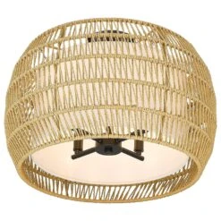 Golden Lighting Everly 4-Light Semi-Flush In Matte Black/Natural Rattan 9 Golden Lighting Everly 4-Light Semi-Flush In Matte Black/Natural Rattan -Home Decoration Series 60736725 3