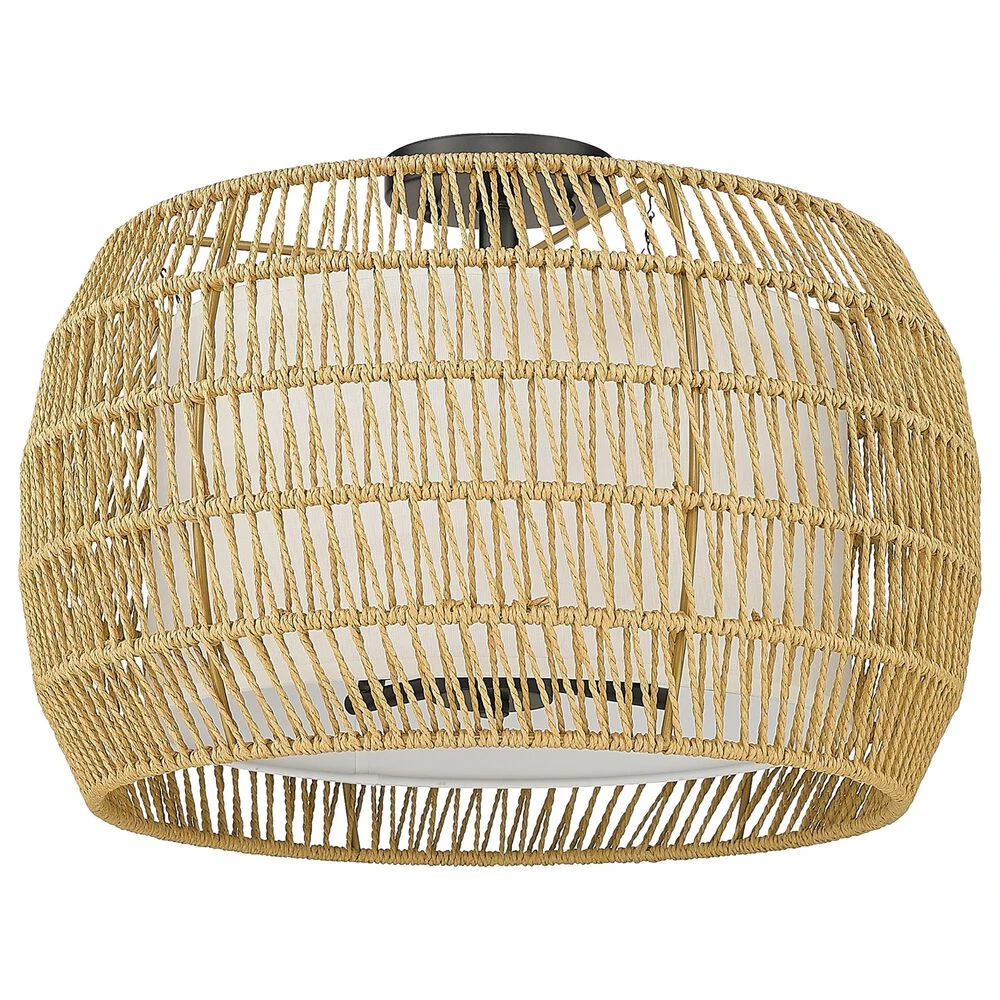 Golden Lighting Everly 4-Light Semi-Flush In Matte Black/Natural Rattan 6 Golden Lighting Everly 4-Light Semi-Flush In Matte Black/Natural Rattan - Image 4