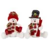 The Gerson Company 12" Holiday Sculpture Sitting Snowman In White (Set Of 2)