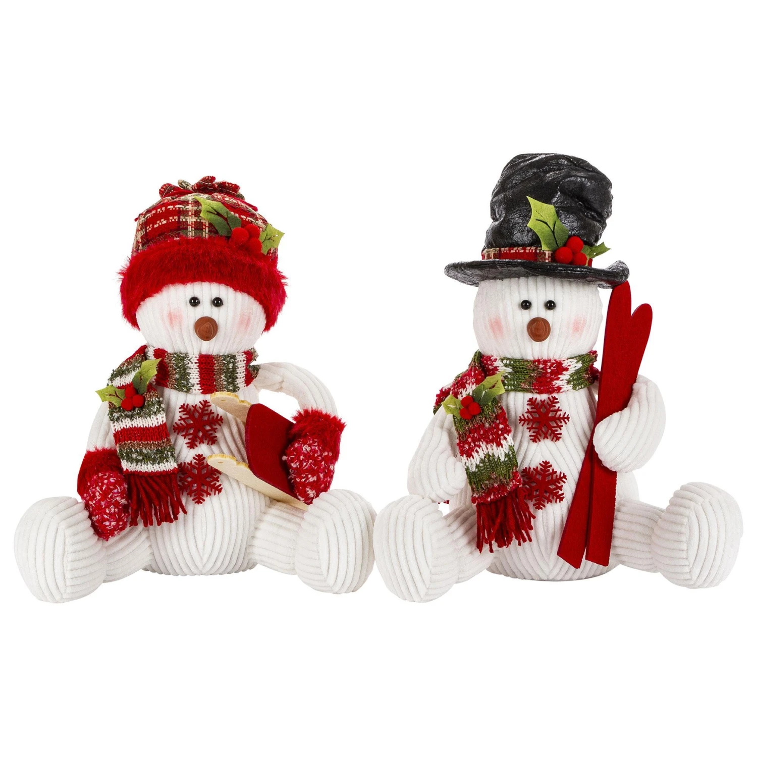 The Gerson Company 12" Holiday Sculpture Sitting Snowman In White (Set Of 2) 3 The Gerson Company 12" Holiday Sculpture Sitting Snowman In White (Set Of 2)