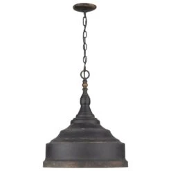 Golden Lighting Keating 3-Light Pendant In Antique Black Iron