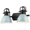 Golden Lighting Duncan 2-Light Bath Vanity In Matte Black And Seafoam -Home Decoration Series 61228623 1