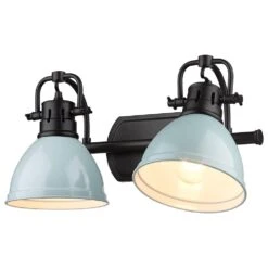 Golden Lighting Duncan 2-Light Bath Vanity In Matte Black And Seafoam -Home Decoration Series 61228623 3