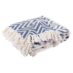 Safavieh Theanna 50" X 60" Throw In Ivory And Blue -Home Decoration Series 61300943 3