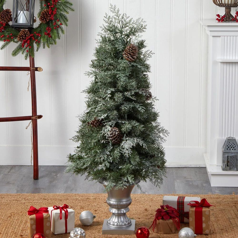 Nearly Natural, Inc. Nearly Natural Inc 4ft. English Pine Artificial Christmas Tree With Warm White LED Lights 4 Nearly Natural, Inc. Nearly Natural Inc 4ft. English Pine Artificial Christmas Tree With Warm White LED Lights - Image 2