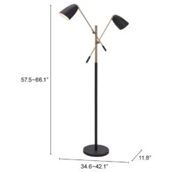 Zuo Modern Tanner Floor Lamp In Matte Black And Brass -Home Decoration Series 61369674 5