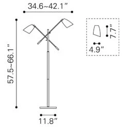 Zuo Modern Tanner Floor Lamp In Matte Black And Brass -Home Decoration Series 61369674 6