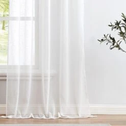 Pem America Cannon Sheer 84" X 50" Window Panel In White (Set Of 2) -Home Decoration Series 61569307 4