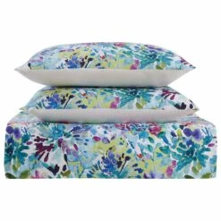 Pem America Christian Siriano New York Dhalia 3-Piece Full/Queen Comforter Set In Blue, Green And Pink -Home Decoration Series 61570917 3