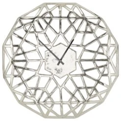 Maple And Jade 24" Metal Wall Clock In Silver