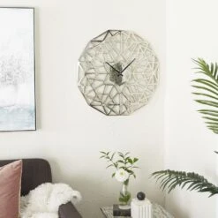 Maple And Jade 24" Metal Wall Clock In Silver -Home Decoration Series 61580478 7