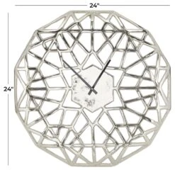 Maple And Jade 24" Metal Wall Clock In Silver -Home Decoration Series 61580478 8