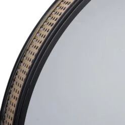 Maple And Jade 32" Round Wall Mirror In Matte Black -Home Decoration Series 61581716 3