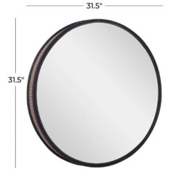 Maple And Jade 32" Round Wall Mirror In Matte Black -Home Decoration Series 61581716 5