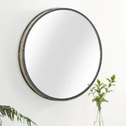 Maple And Jade 32" Round Wall Mirror In Matte Black -Home Decoration Series 61581716 7
