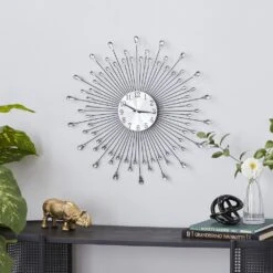 Maple And Jade 23" Wall Clock In Silver -Home Decoration Series 61583068 8