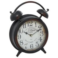 Maple And Jade 13" X 10" Table Clock In Matte Brown And Black