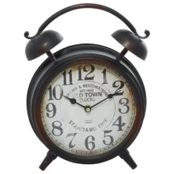 Maple And Jade 13" X 10" Table Clock In Matte Brown And Black -Home Decoration Series 61583332 5