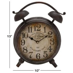 Maple And Jade 13" X 10" Table Clock In Matte Brown And Black -Home Decoration Series 61583332 9