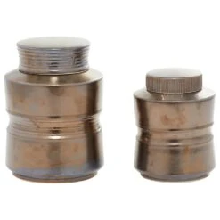 Maple And Jade Decorative Ceramic Jar In Bronze (Set Of 2)