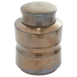 Maple And Jade Decorative Ceramic Jar In Bronze (Set Of 2) -Home Decoration Series 61583399 4